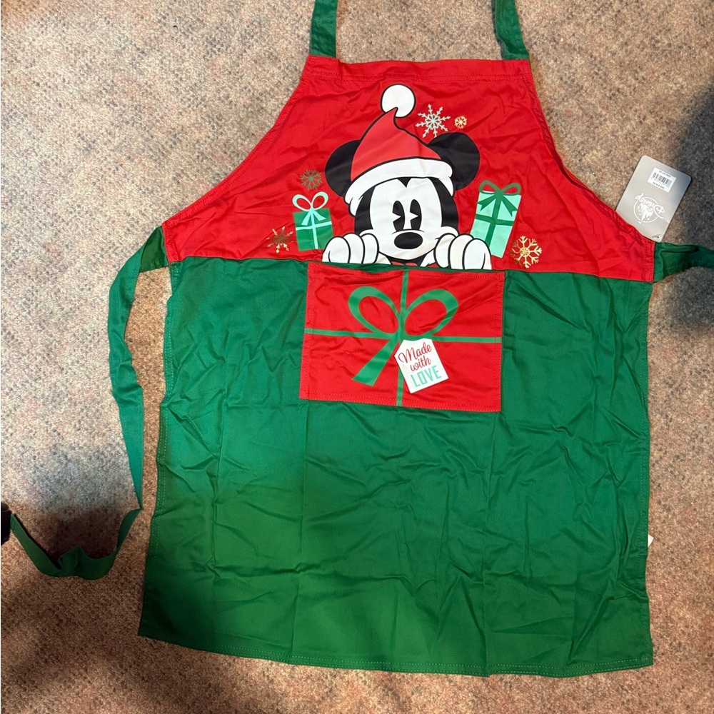 Disney Festive Red and Green Mickey Apron